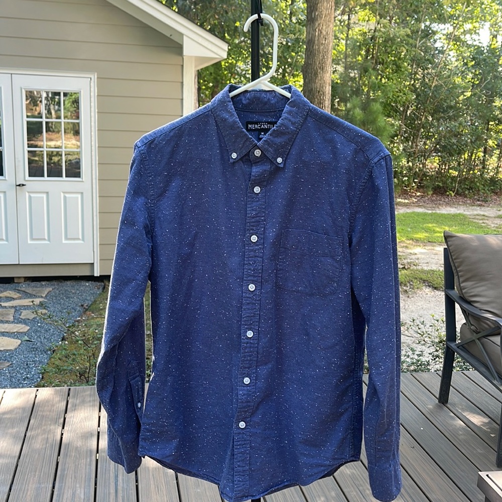 JCrew blue button down w/white flecks, MEDIUM